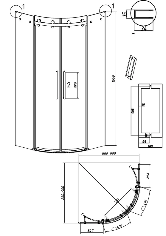 Душевое ограждение Grossman Classic 301.K33.04.1010.10.00 100х100х195см купить,442078