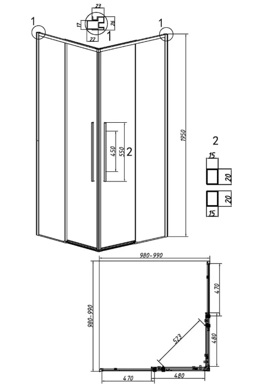 Душевое ограждение Grossman Galaxy 300.K33.01.1010.32.00 100х100х195см купить,371334