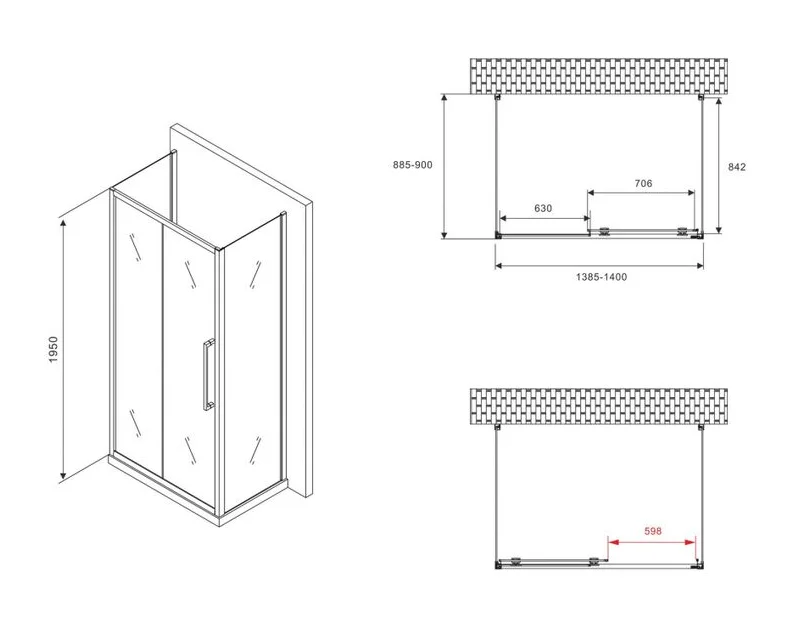 Душевой угол Abber Schwarzer Diamant AG30140BMH-S90BM 140х90х195см купить,NaN