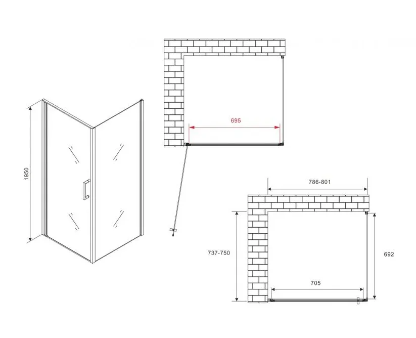 Душевой угол Abber Sonnenstrand AG04080B-S75B 80х75х195см купить,415900