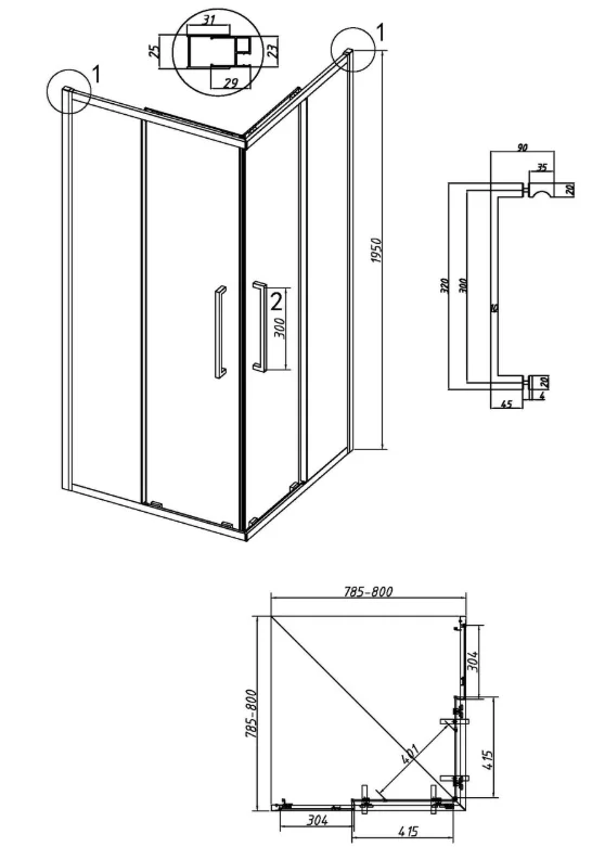 Душевое ограждение Grossman Cosmo 300.K33.02.8080.42.00 80х80х195см купить,343300