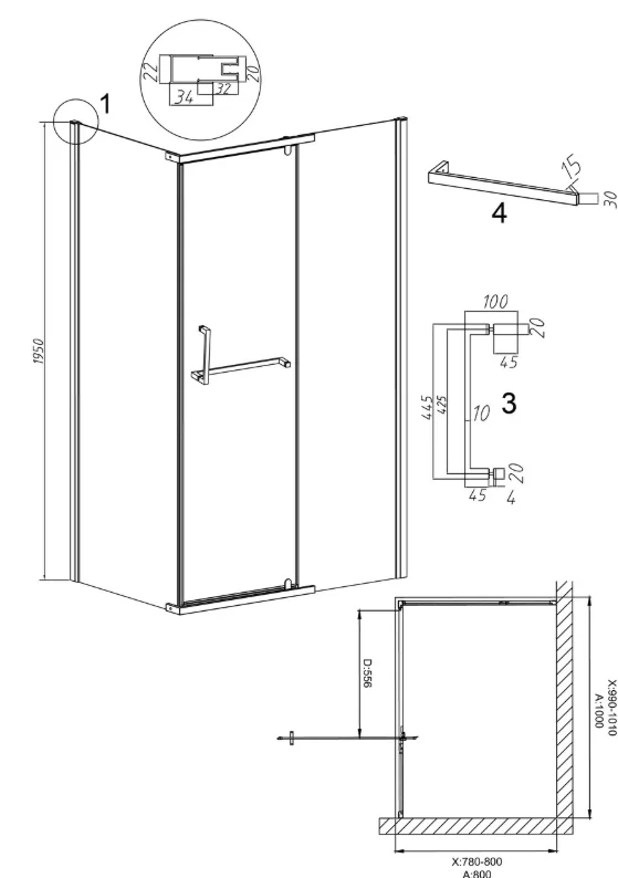 Душевое ограждение Grossman Pragma 120.K33.03.1080.10.00 100х80х195см купить,395600
