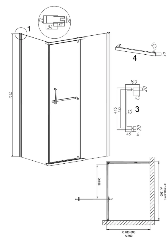 Душевое ограждение Grossman Pragma 120.K33.03.1280.32.00 120х80х195см купить,NaN