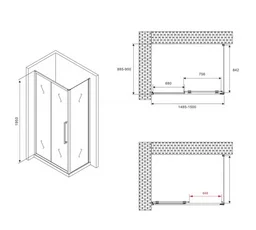 Душевой угол Abber Schwarzer Diamant AG30150BMH-S90BM 150х90х195см