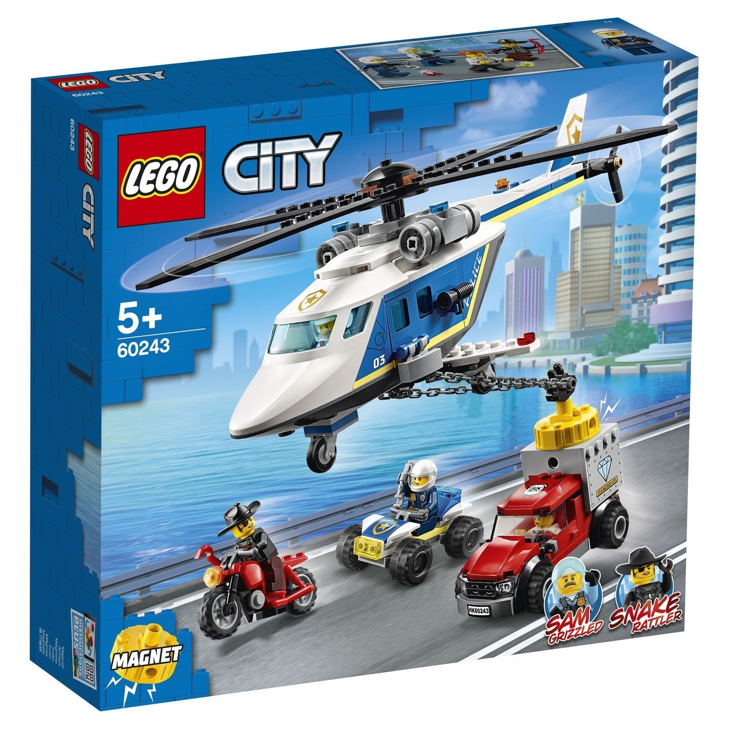 Конструктор Lego Город Погоня на полицейском вертолёте 60243