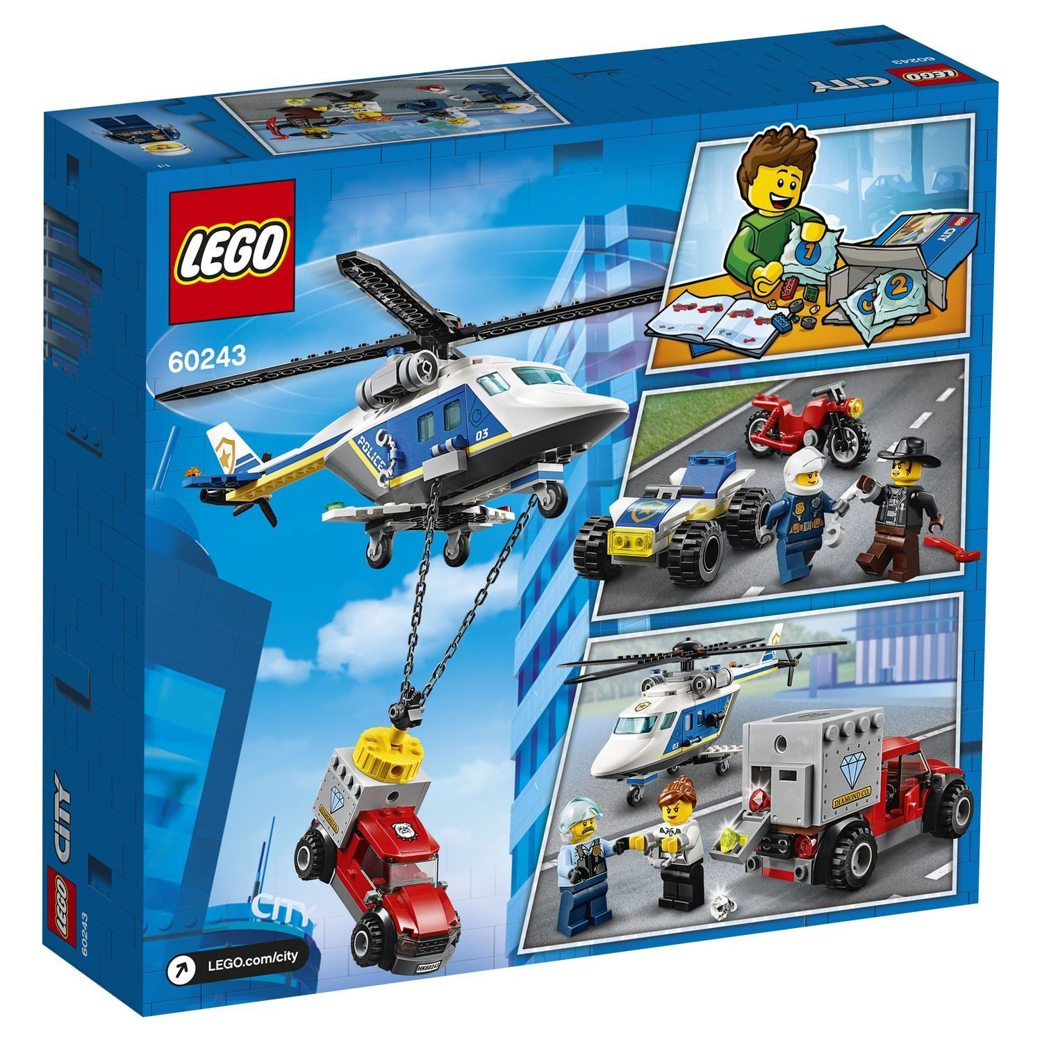 Конструктор Lego Город Погоня на полицейском вертолёте 60243