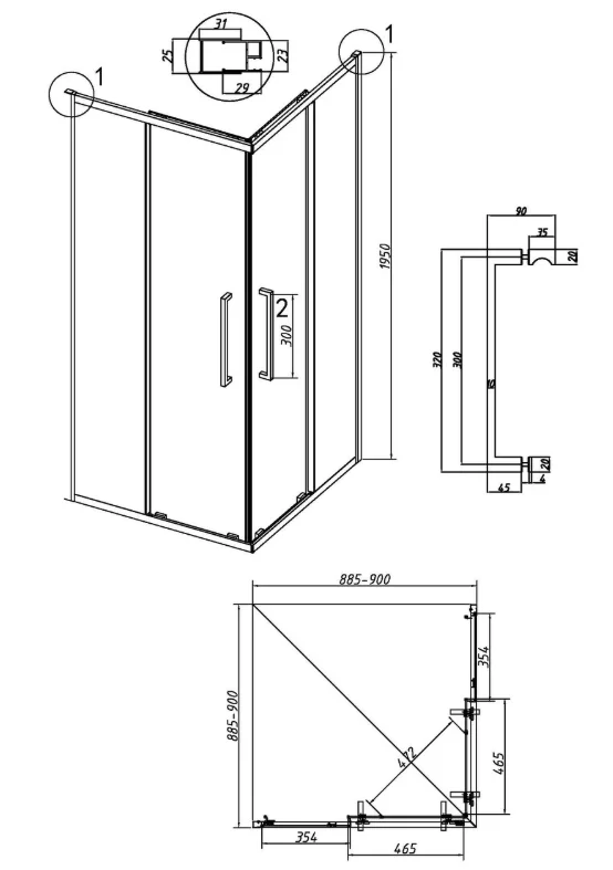Душевое ограждение Grossman Cosmo 300.K33.02.9090.21.00 90х90х195см купить,333000