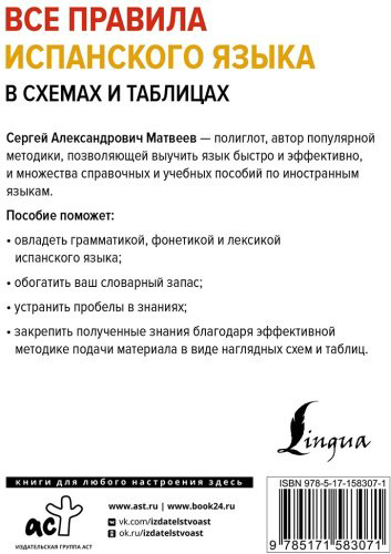 Пособие Матвеев С.: Все правила испанского языка в схемах и таблицах купить,NaN