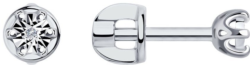 Пусеты SOKOLOV 87020051 вес 1.16 г серебро, бриллиант купить,15256