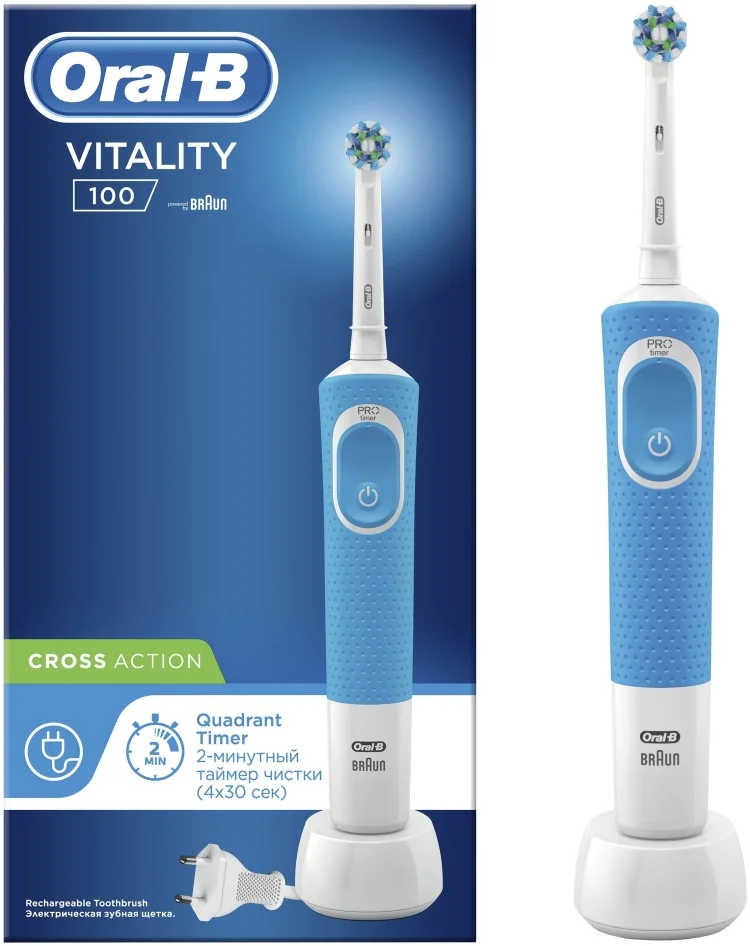Электрическая зубная щетка Oral-B Vitality D100.413.1 PRO CrossAction тип 3710 Blue