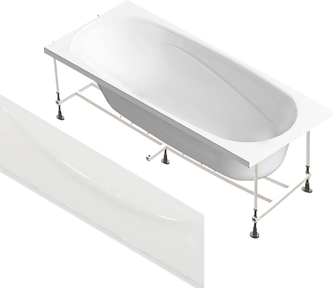 Ванна Domani-Spa Standard с опорой и экраном Кварт 150х70х41см белый
