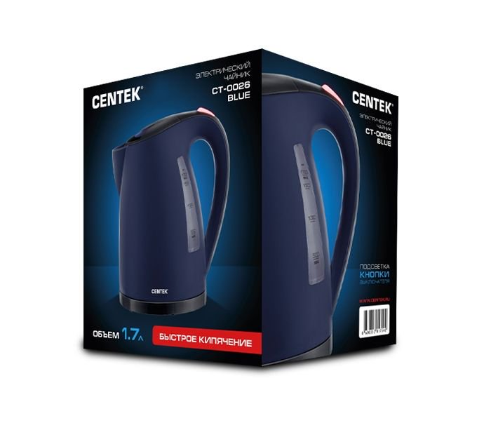Электрочайник Centek CT-0026 1.7л синий купить,NaN