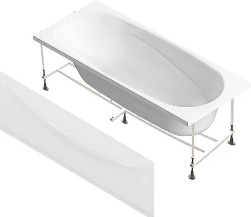 Ванна Domani-Spa Standard с опорой и экраном Кварт 150х70х41см белый
