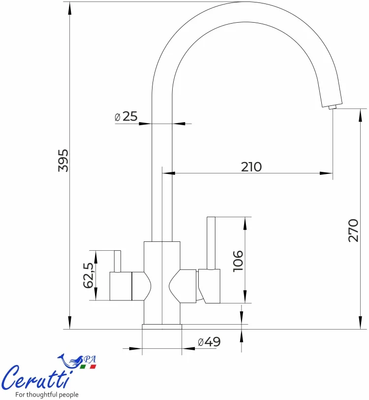 Смеситель для кухни CeruttiSPA Aniello GG графит купить,63200