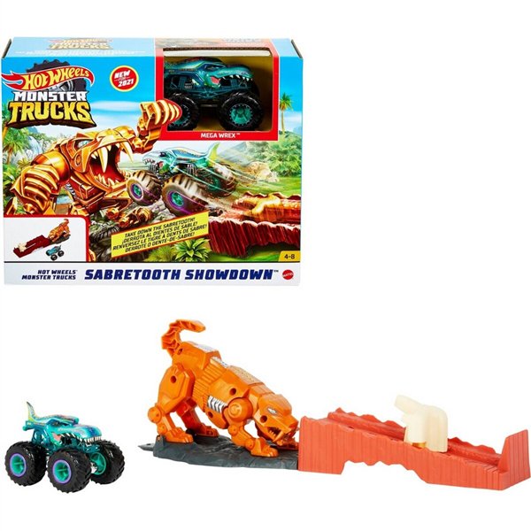 Игровой набор Hot Wheels Monster Trucks  Поединок с саблезубым купить,NaN