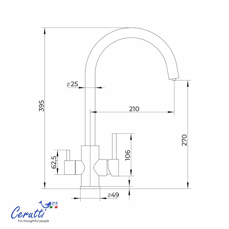 Смеситель для кухни CeruttiSPA Aniello BN матовый никель - ForteMarket Смеситель для кухни CeruttiSPA Aniello BN матовый никель купить,62300
