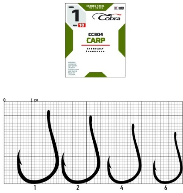 Крючок для рыбалки Cobra CC304-004 карповый черный 10 шт купить,NaN
