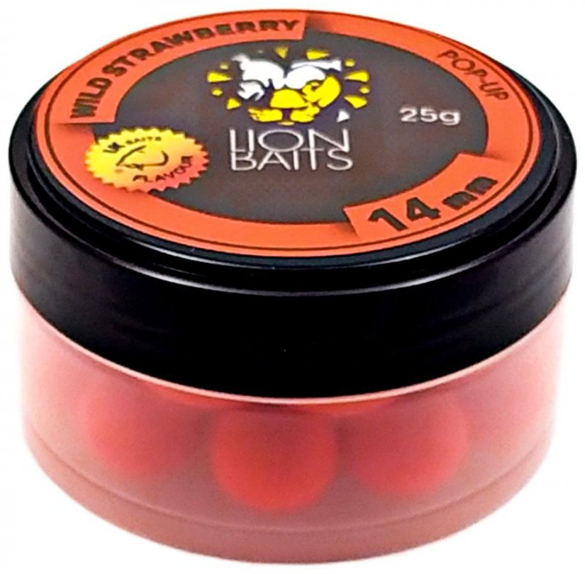 Прикормка Lion Baits Бойлы Pop-Up 14 мм 25 г LB-002952 земляника 0.025 кг