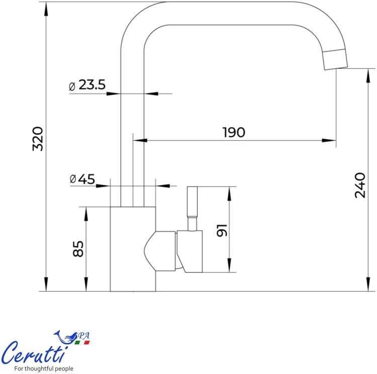 Смеситель для кухни CeruttiSPA Duilio GG графит - ForteMarket Смеситель для кухни CeruttiSPA Duilio GG графит купить,50800