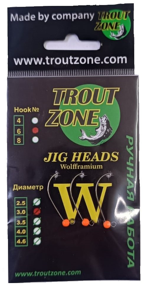 Крючок для рыбалки Trout Zone TZ03 6 оранж джиговый черный 3 шт