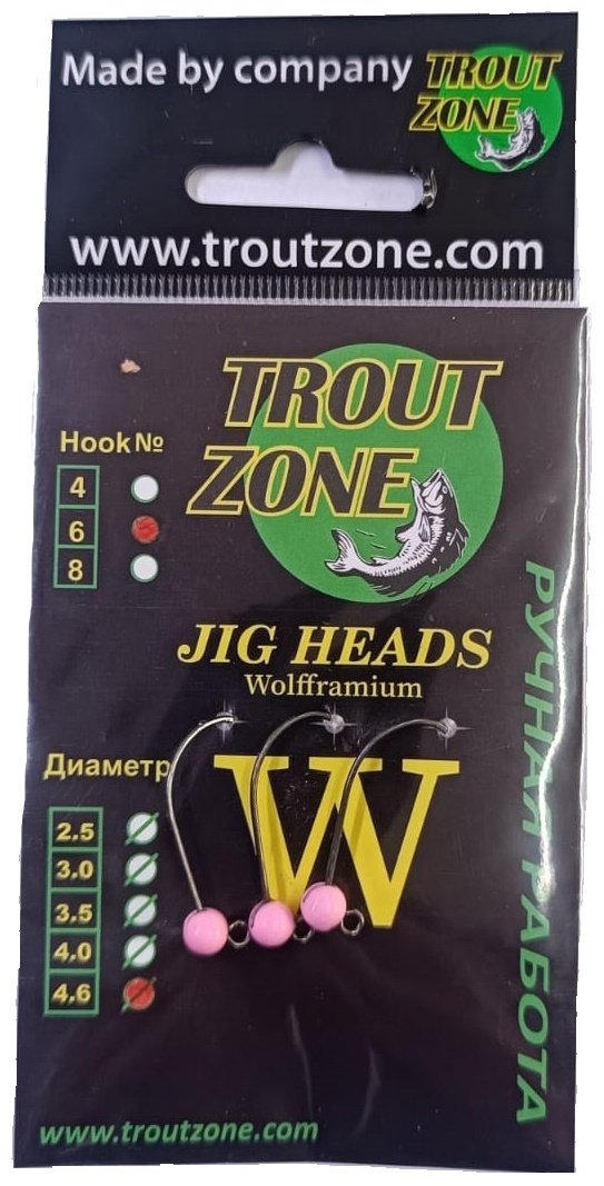 Крючок для рыбалки Trout Zone TZ04 6 розовый джиговый черный 3 шт