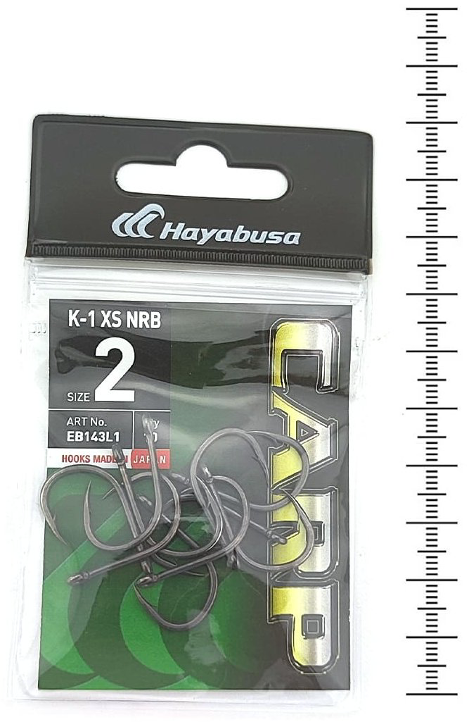 Крючок для рыбалки Hayabusa K-1 XS NRB# 8 карповый черный 10 шт