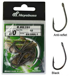Крючок для рыбалки Hayabusa QB288L1-8 карповый черный 10 шт