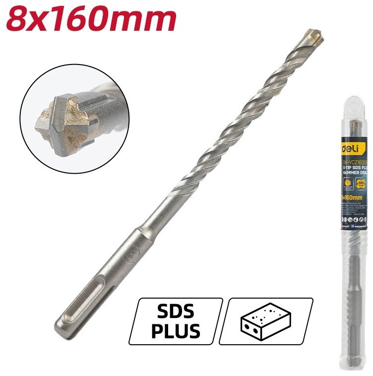 DELI бур EDH-YCZ16008-E1 (SDS-plus, 8х160х210 мм) 1 шт