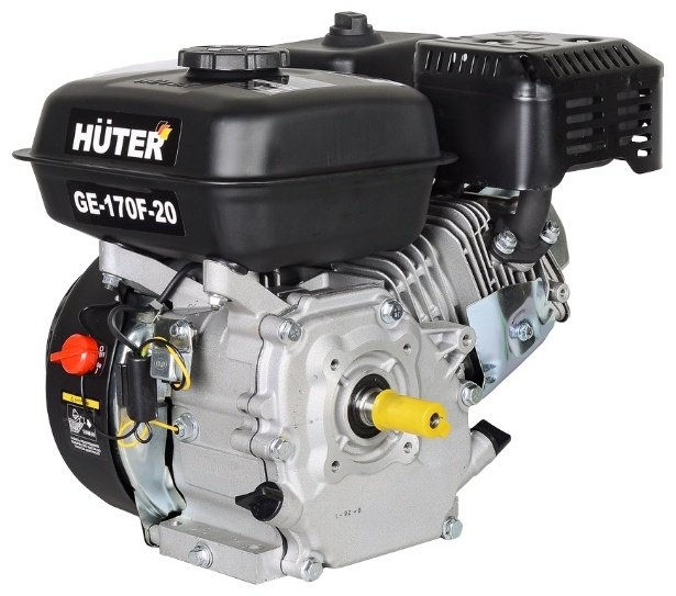Двигатель бензиновый 7 л.с. GE-170F-20 Huter четырехтактный, объём 212 см³, бак 3.6 л, объём картера 0.6 л, ручной стартер, диаметр выходного вала 20 мм 70/15/2 купить,NaN