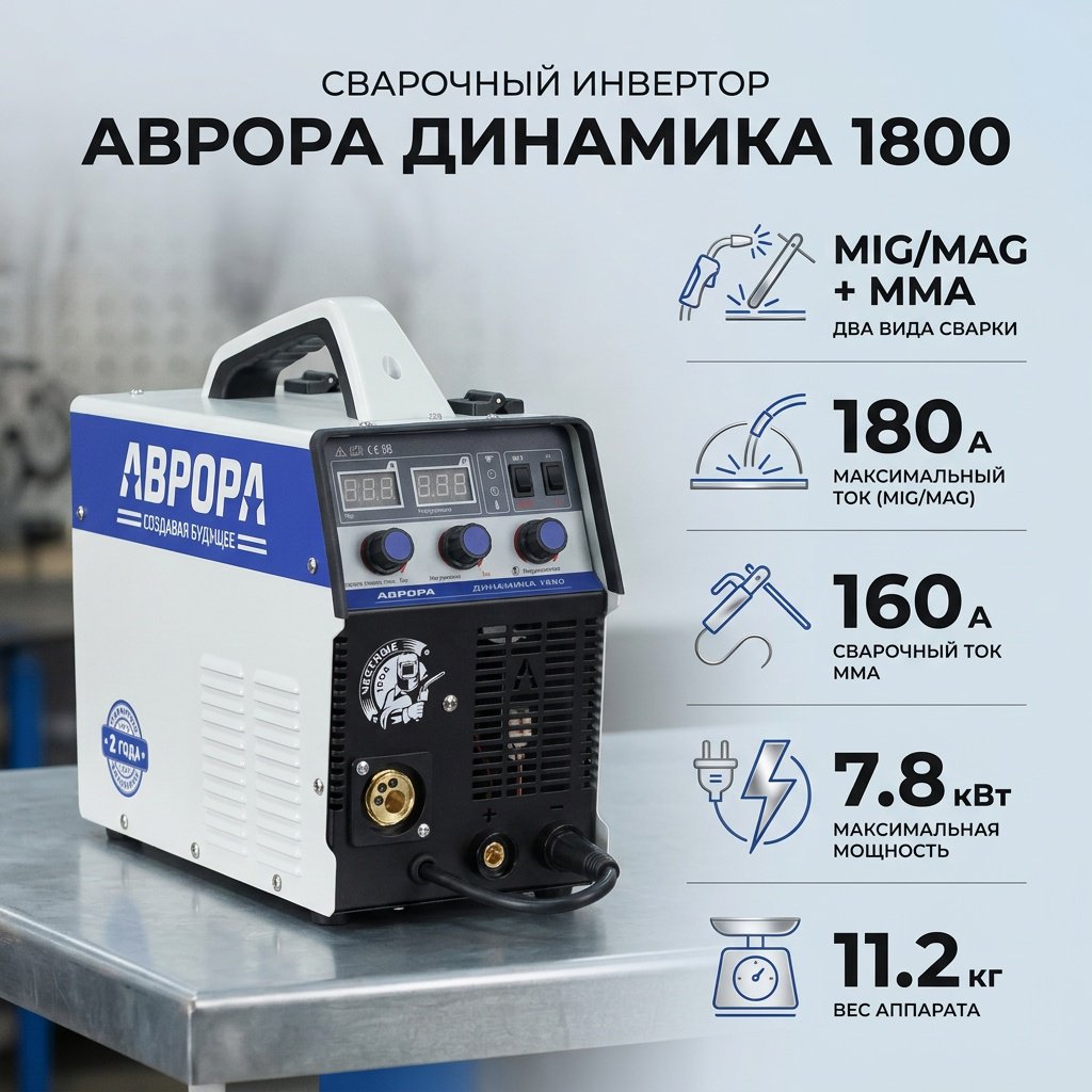 AuroraPRO сварочный инвертор Динамика 1800 (MIG/MAG, MMA) купить,NaN