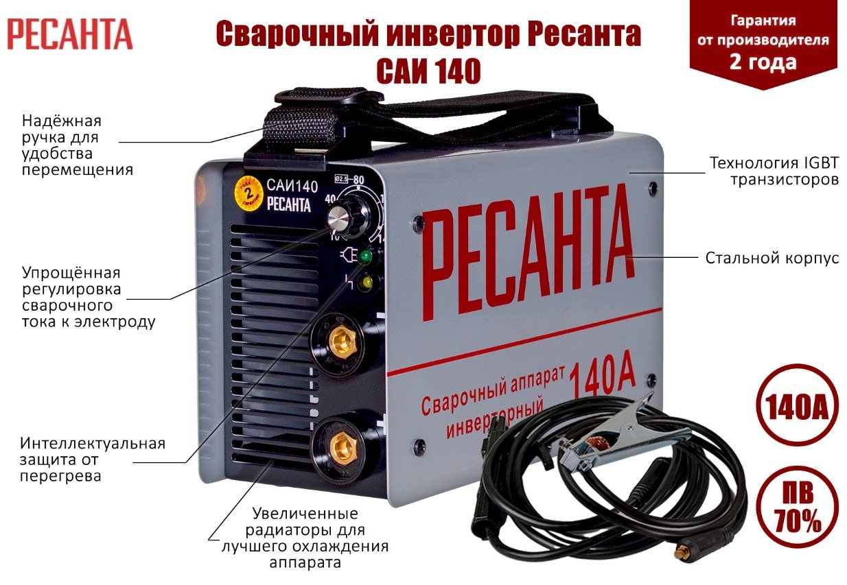 Ресанта сварочный аппарат инверторный САИ-140 65/5 (ручная дуговая сварка (MMA) купить,NaN