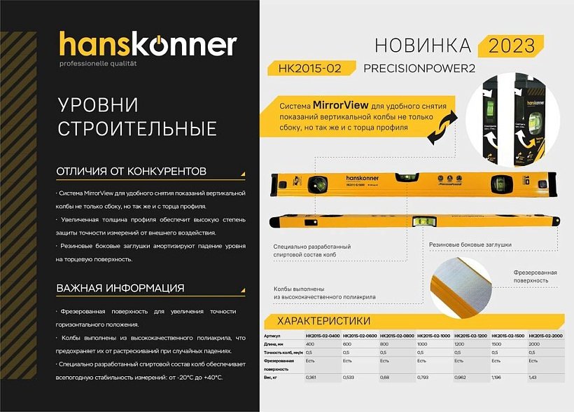 Hanskonner уровень брусковый HK2015-02-0400 40 см купить,NaN