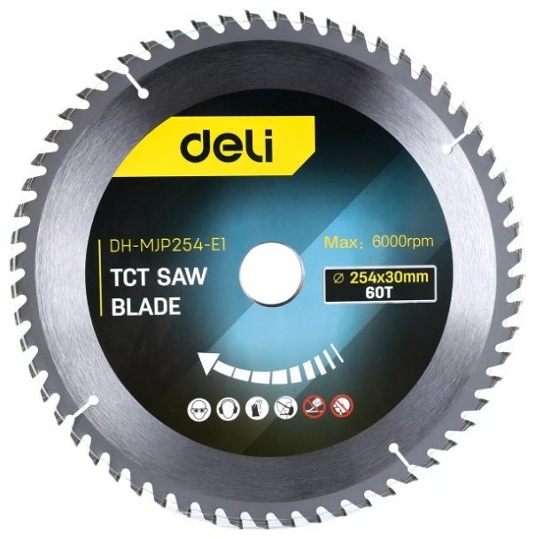 Пильный диск по дереву DELI EDH-MJP254-E1, 254x30 мм, 60Т