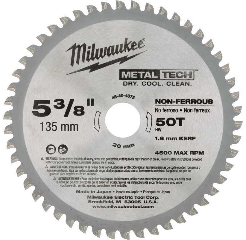 Пильный диск по металлу Milwaukee 48404075, 135x20 мм, 50Т