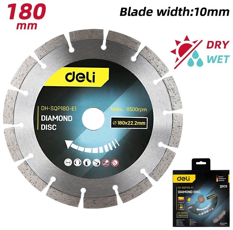 Диск отрезной алмазный 180x22.2х2 мм, DELI EDH-SQP180-E1