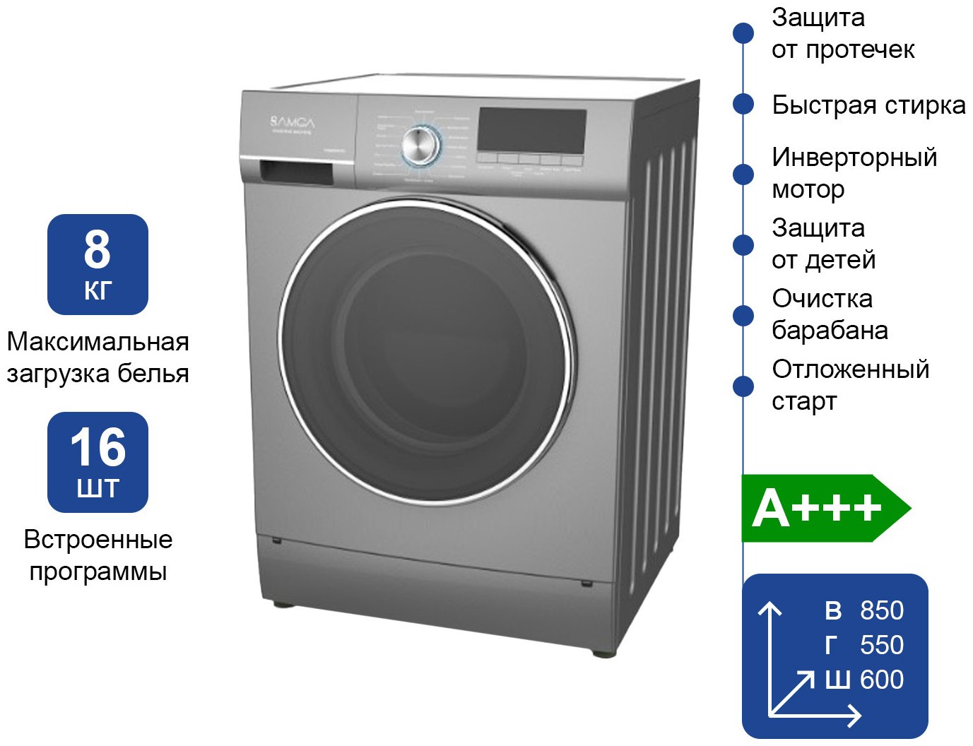 Стиральная машина SAMGA FWM-800 серый