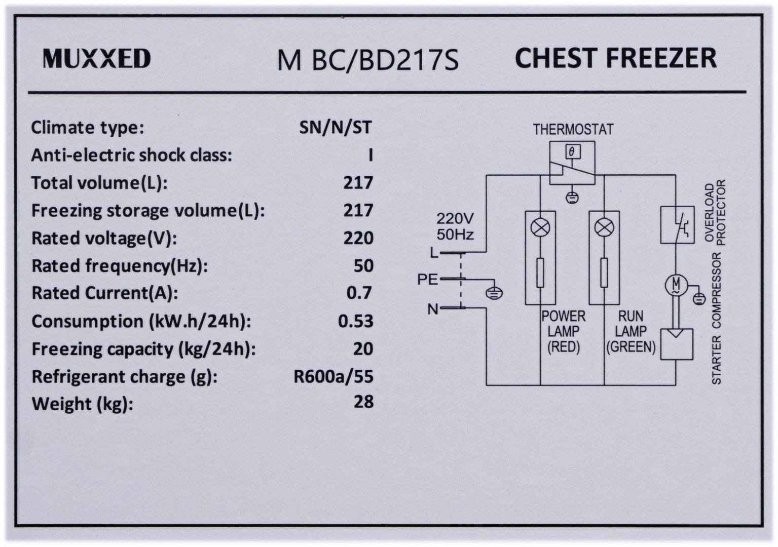 Морозильник Muxxed M BC/BD217 AS 217 л белый купить,NaN