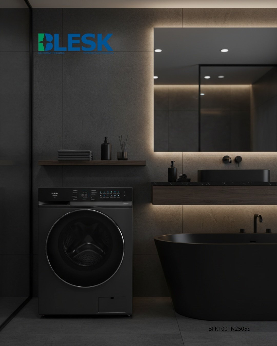 Стиральная машина Blesk BFK100-IN2505S черный купить,NaN