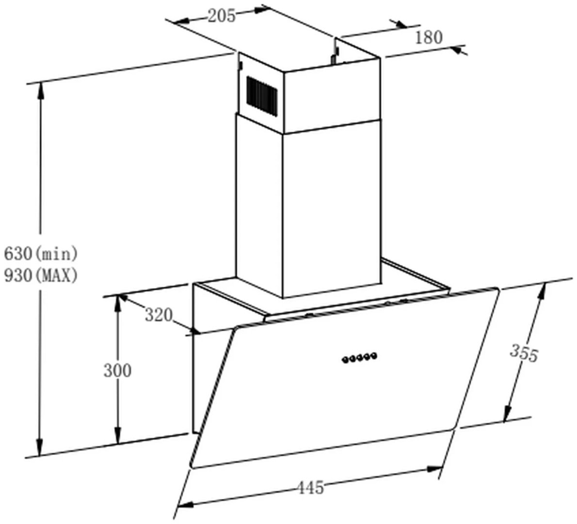 Вытяжка MEFERI AIRBOX45BK LIGHT черный купить,NaN