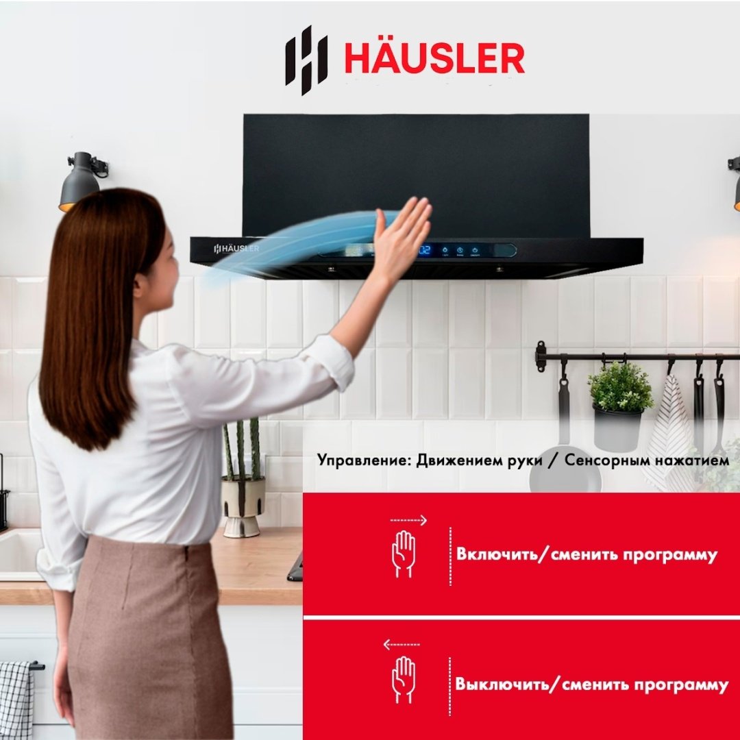 Вытяжка HAUSLER HLS-60DG650WF черный купить,NaN