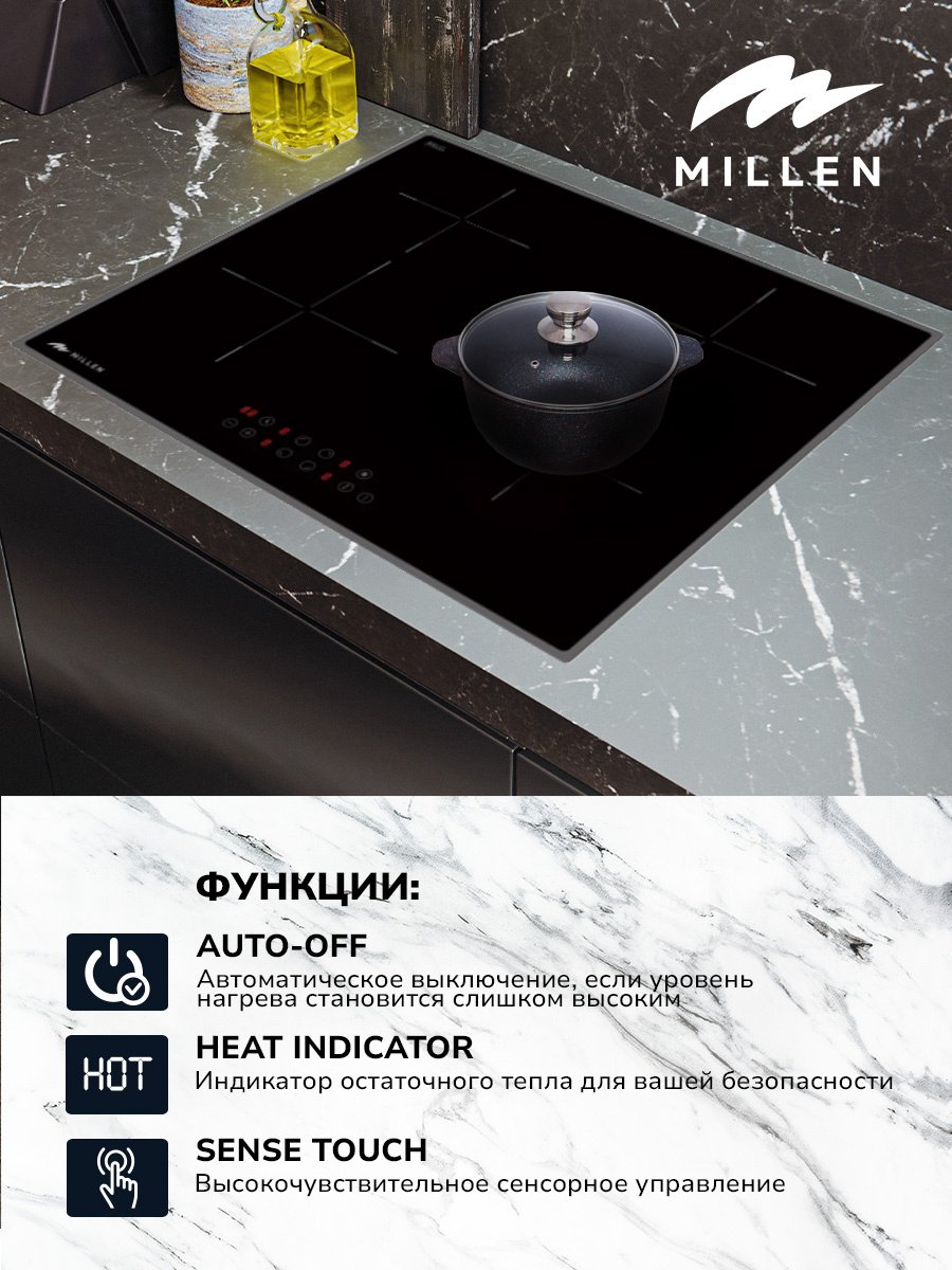 Варочная поверхность MILLEN MIH 601 BL черный купить,NaN