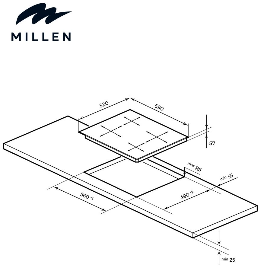 Варочная поверхность MILLEN MIH 601 BL черный купить,NaN