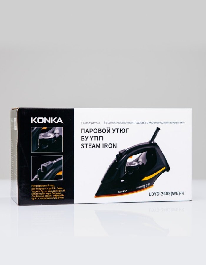 Утюг KONKA LDYD-2403(WE)-K черный, желтый - ForteMarket Утюг KONKA LDYD-2403(WE)-K черный, желтый купить,13990