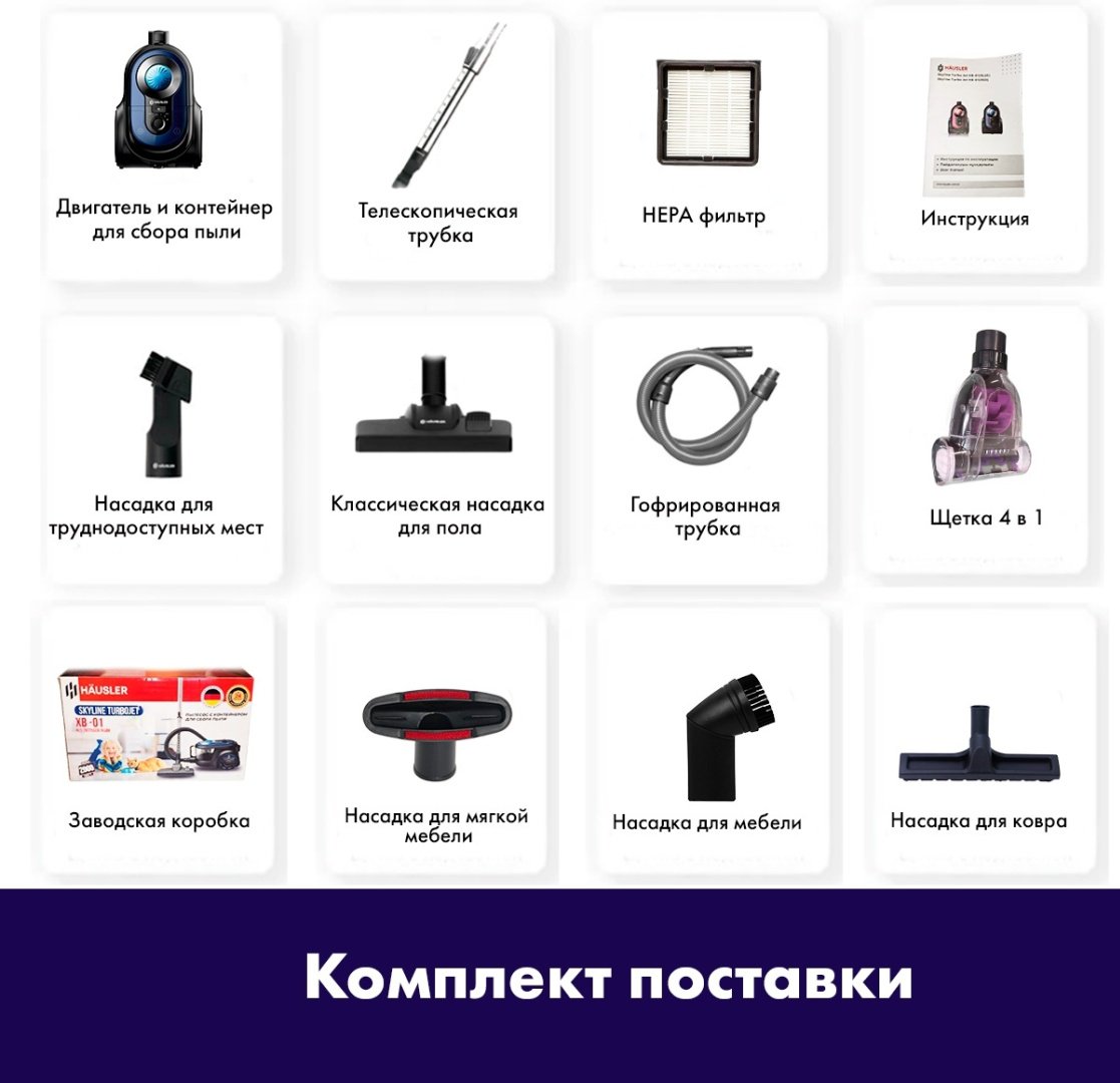 Пылесос HAUSLER Skyline Turbo Jet HLS-20TT5SC8/BLUM синий купить,NaN