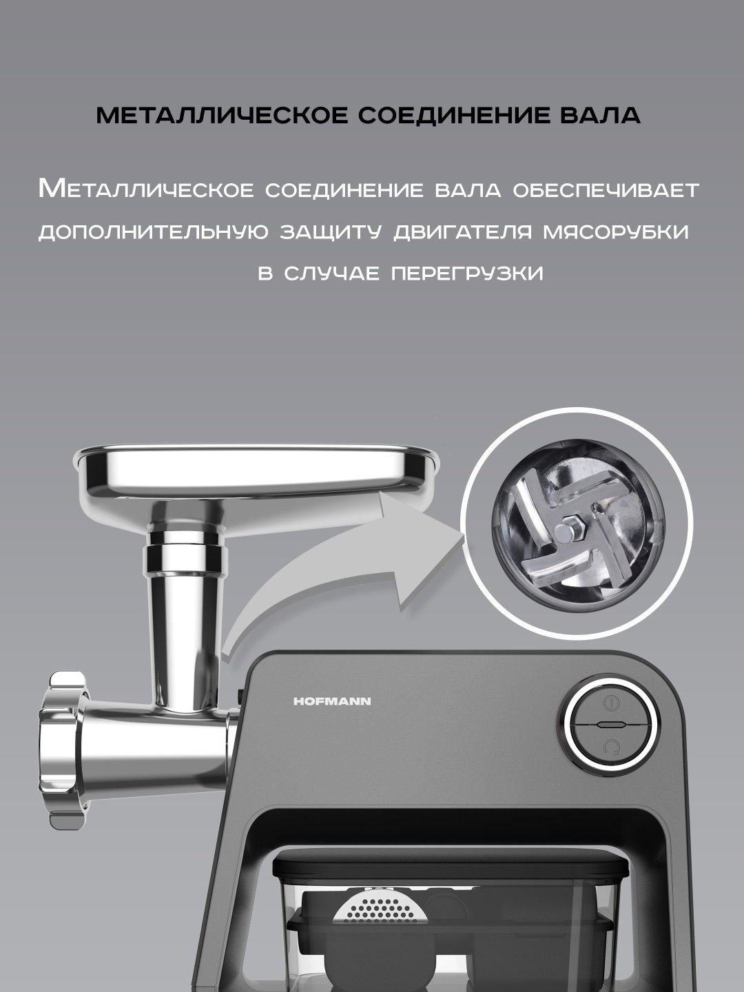 Мясорубка Hofmann SMG30MGHF серый купить,NaN