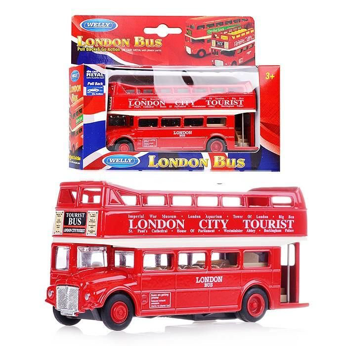 Открытый автобус Welly 1:34 London Bus красный купить,NaN