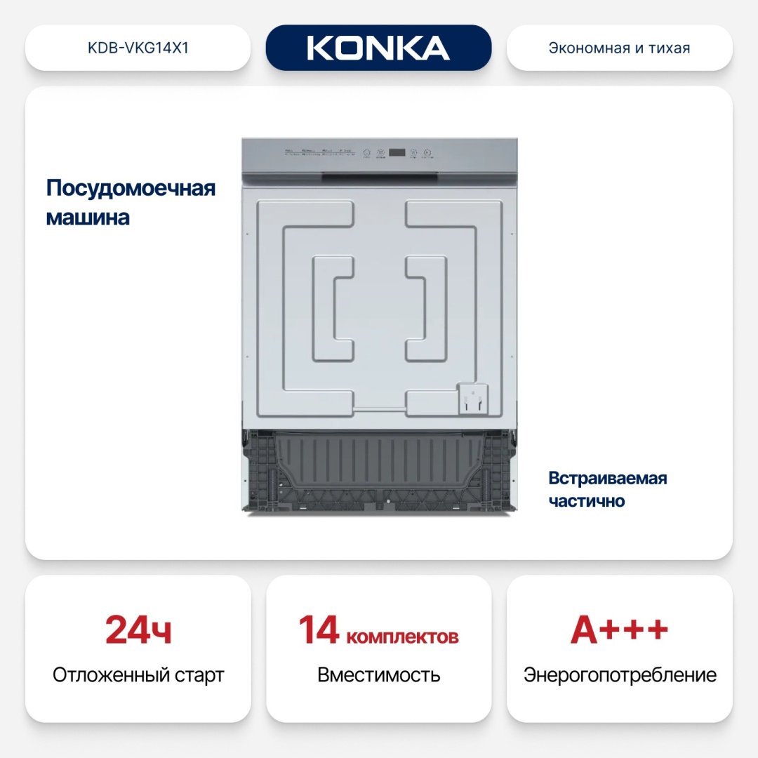 Посудомоечная машина KONKA KDB-VKG14X1 серый