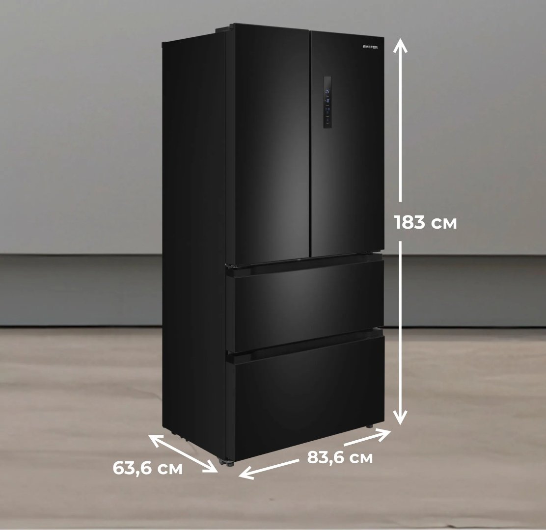 Холодильник MEFERI MFR83BLACK IX TOTAL NO FROST FRENCH DOOR COMFORT черный купить,NaN
