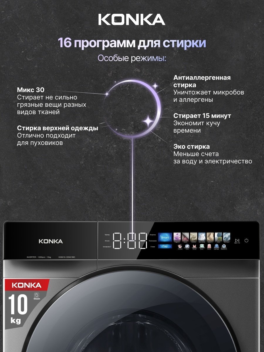Стиральная машина KONKA KWM10-12DH21BG серый