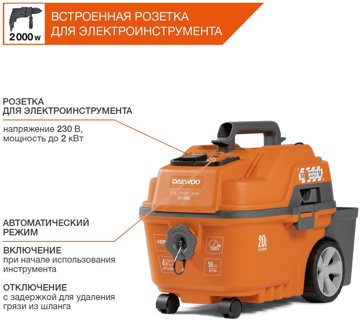 Строительный пылесос Daewoo Power Products DAVC 2000S купить,NaN